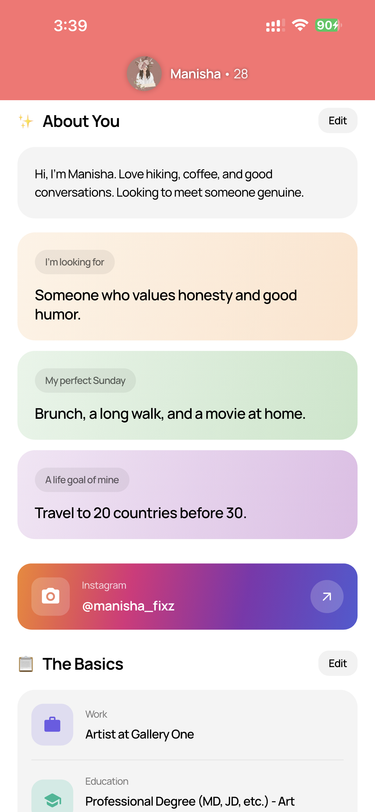 Knotd profile customization and privacy settings